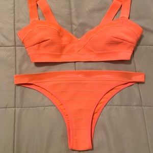 H&M Neon Orange Bandage Bikini Swimsuit